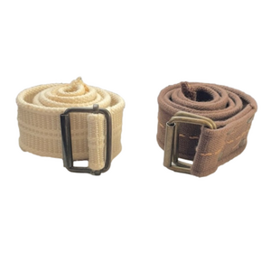 Mens Canvas Belts Cream and Brown Size 28